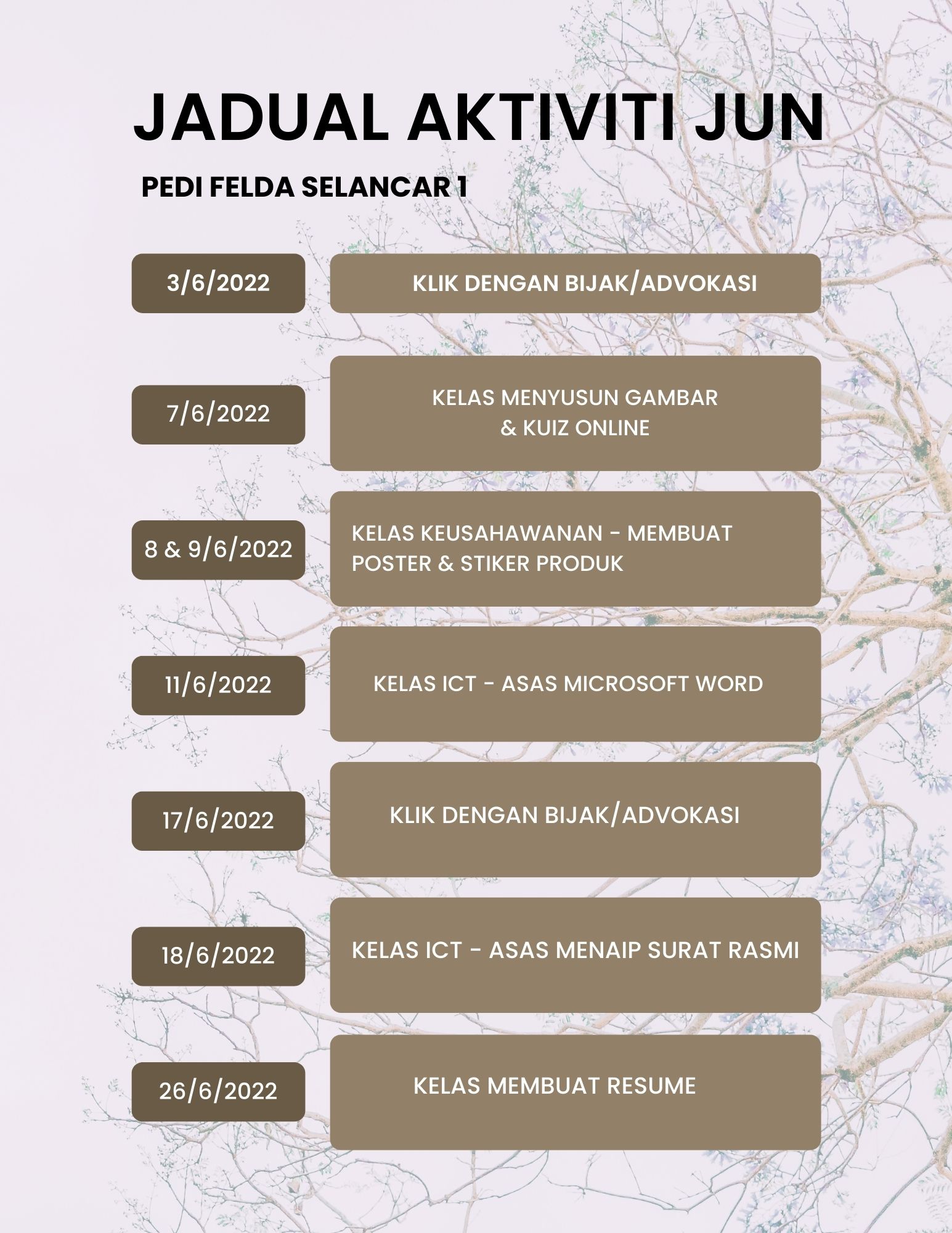 JADUAL AKTIVITI JUN